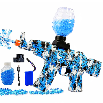 Pusca Electrica Automata de Jucarie cu 2000 Bile de Gel de Apa cu Acumulator 7.4V Distanta de Tragere 20 Metri Skin Albastru SprintMag 