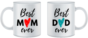 Set cani personalizate pentru parinti Best mom ever si Best dad ever 320ml 