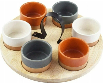 Set servire 7 piese Excellent Houseware ceramica/bambus 24x12 cm multicolor 