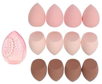 Set 12 x Burete Machiaj din microfibra fara latex non-abrazivi dimensiune medie 1x suport beauty blender inclus