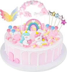 Decoratiuni tort unicorn Home Sweet Paradise set 20 piese pentru evenimentele speciale multicolor 