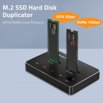 Rack HDD Qoltec M.2 SSD drive docking station NVMe SATA USB-C DUAL 2 x 2TB 