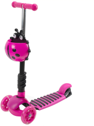 Trotineta Sigloo smart 3 in 1 cu roti din silicon luminate Led PINK LADYBUG 
