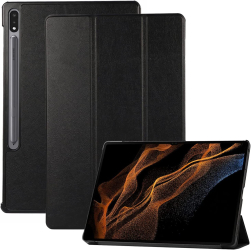 Husa Slim Sigloo Smart Cover Trifold pentru tableta Samsung Galaxy Tab S10 Ultra S9 Ultra S8 Ultra 14.6 inch model Simple Black