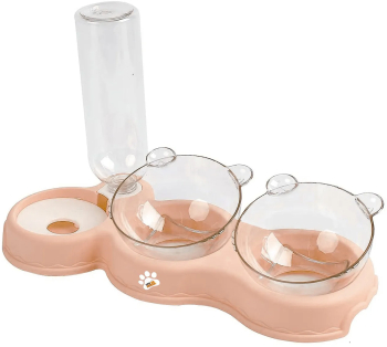 Bol ortopedic dublu pentru pisici cu reumplere automata a apei Linomag® 500ml 37x24x15 cm Somon 