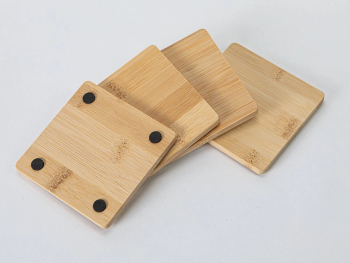 Set 4 suporturi pahare Excellent Houseware bambus 10x10 cm maro patrat 