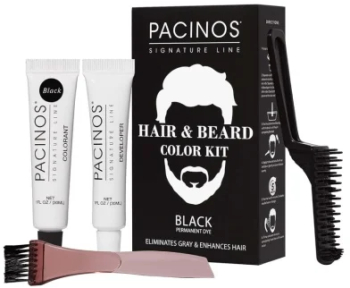 Kit Vopsea permanenta neagra pentru par si barba Pacinos Black Color 