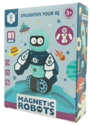 Set de constructie magnetic eMazing - 7 Piese in cutie de depozitare model Robotel culoare Albastru 