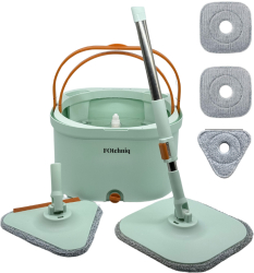 Set Mop Rotativ 3in1 cu Galeata Profesional FOtehniq Home 2 Lavete Microfibra Patrate + 1 Laveta Microfibra Triunghi Forma Mop Triunghi pe 