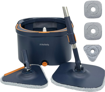 Set Mop Rotativ Profesional 3in1 cu Galeata FOtehniq Home 2 Lavete Microfibra Patrate + 1 Laveta Microfibra Triunghi Forma Mop Triunghi pe 
