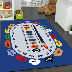 Covor camera copii educativ cu cifre culori si alfabet traduse in engleza 120x180cm 