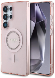 Husa pentru Samsung Galaxy S25 Ultra - Guess IML Rhinestones MagSafe GUHMS25LPFTDTEP - Pink 