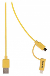 Cablu de incarcare si sincronizare USB 2.0 A tata - micro USB tata cu adaptor lightning 1m galben Valueline 