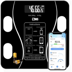 Cantar Electronic Inteligent De Baie SIKS Cu Aplicatie Smart Corporal Ecran Digital Iluminat Termometru Suporta Maxim 180 Kg Baterii N