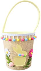 Cosulet decorativ de Paste din poliester 15 cm model iepuas cu floricele 