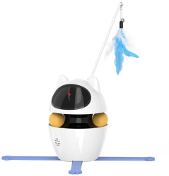 Jucarie interactiva 3 in 1 cu laser pentru pisici Rojeco 3 moduri de joaca Autonomie 5 ore Gonga® Alb 