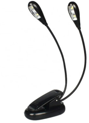 Lampa dubla led cu baterii pentru birou sau citit clema prindere Gonga® Negru 