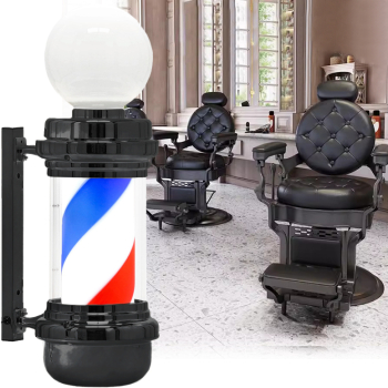 Lampa iluminata cilidrica model Barber Pole negru 68cm 