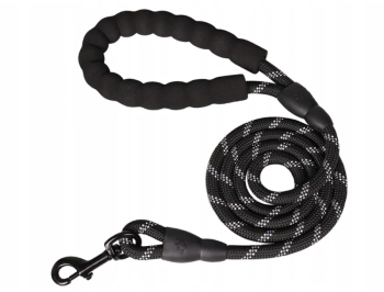 Lesa puternica pentru caini cu maner reflectorizant gros durabil 1.2 m Gonga® Negru 
