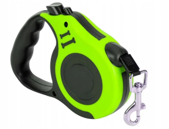 Lesa retractabila automata pentru caini lungime 5 m buton blocare maner ergonomic greutate maxima 15 kg Gonga® Verde 