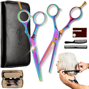 Set profesional de piepteni + foarfeci + husa model Multicolor 