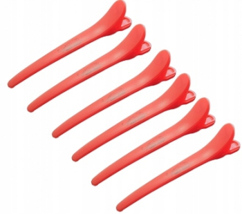 Clame profesionale pentru par clipsuri tip broscuta rosii set de 6 bucati 