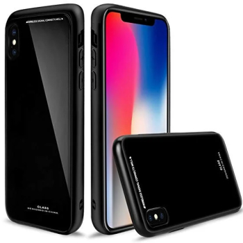 Husa Apple iPhone 8 Elegance Luxury Back Glass husa cu sticla securizata pe spate de culoare neagra