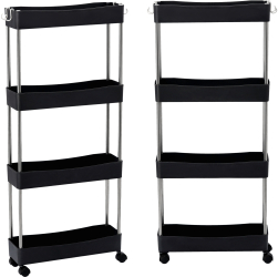 Asistent de coafura si cosmetica pentru salon HL-8713 un dulap universal cu rotile masa neagra pe rotile 