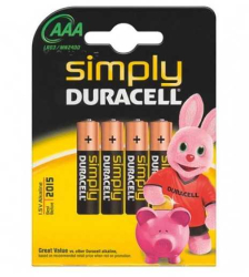 Baterii alcaline Duracell AAA R03 4buc 