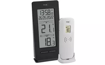 Termometru radio TFA Dostmann 30.3072.01.90 interior exterior inclusiv ceas radio si data - RESIGILAT 