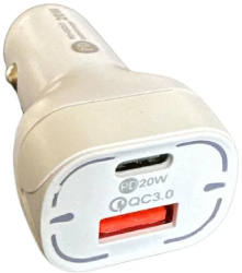 Incarcator auto cu LED 20W fast charge dublu USB-A si USB-C compatibil iPhone si Samsung 12&ndash 24V