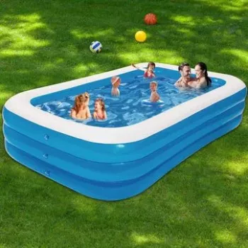Piscina gonflabila pentru copii si adulti PVC 210x140x65 cm albastru/alb 