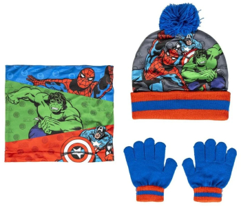 Set pentru copii cu caciula manusi si guler personaj Avengers Cerda 