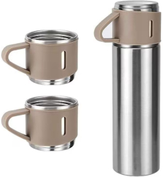 Set termos din otel inoxidabil de 500 ml cu 3 cani - durabilitate 12h 500 ml + 3 cesti x 150ml CREM