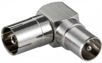 Adaptor coaxial mama - coaxial tata 90 grade metal Goobay 