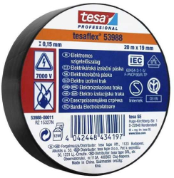 Banda izolatoare PROFFESIONAL TESAFLEX 20m 7000V negru TESA 