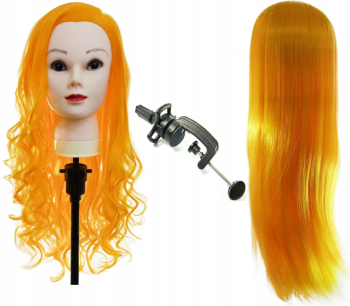 Cap de antrenament Neoni 70 cm blond par termic + accesorii + maner cap de coafat cap de exercitii 