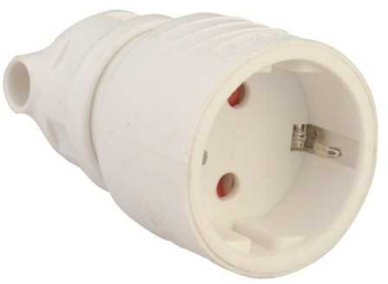 Cupla Schuko mama cu inel de prindere iesire laterala alba 16A 3500W Well 
