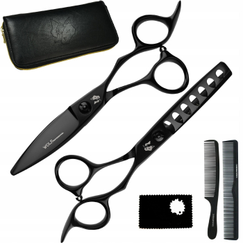 WOLF set de coafura pentru coafura pentru dreptaci si foarfece 5 5 + piepteni de caz Mystic Rose set de coafura offset pentru coafura salon 