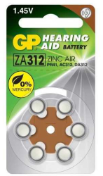 Baterie auditiva ZINC AIR GP ZA312 PR41 AC312 DA312 7.9x3.6mm 1.45V 6buc 