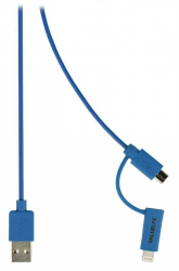 Cablu alimentare si sincronizare albastru USB 2.0 A tata - micro B tata cu adaptor lightning 1m cupru Valueline 