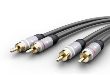 Cablu audio stereo 2x RCA tata - 2x RCA tata 0.75m dublu ecranat Goobay Plus 