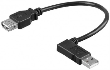Cablu prelungitor USB 2.0 HI-SPEED 15cm USB A tata 90 grade stanga la USB A mama drept Goobay 