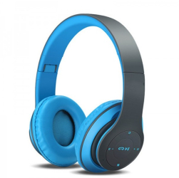 Casti Audio KlaussTech Cu Bluetooth Culoare Albastru Cu Microfon Radio Aux Sd Card 