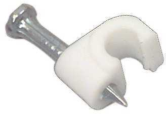 Cleme clips fixare cablu rotund plastic cu cui 4mm alb 100buc Well 