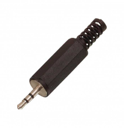 Conector mufa jack stereo 2.5 mm tata platic negru cu protector cablu VALUELINE 