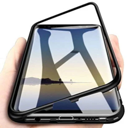 Husa Samsung Galaxy S8 Magnetica Negru Perfect Fit cu spate de sticla securizata premium 