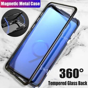 Husa Samsung Galaxy S9 PLUS Magnetica Negru Perfect Fit cu spate de sticla securizata premium 