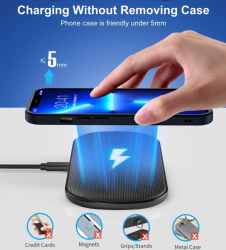 Incarcator fara fir Dual Charging Wireless Pad Tehnologie cu 5 Bobine Qi Choetech - Negru 