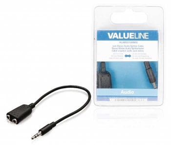 Splitter adaptor Jack 3.5 mm tata la 2x 3.5 mm mama 0.2m VALUELINE 